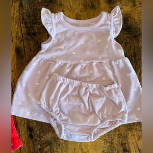 lilac NEwborn baby Dress with Diaper Cover